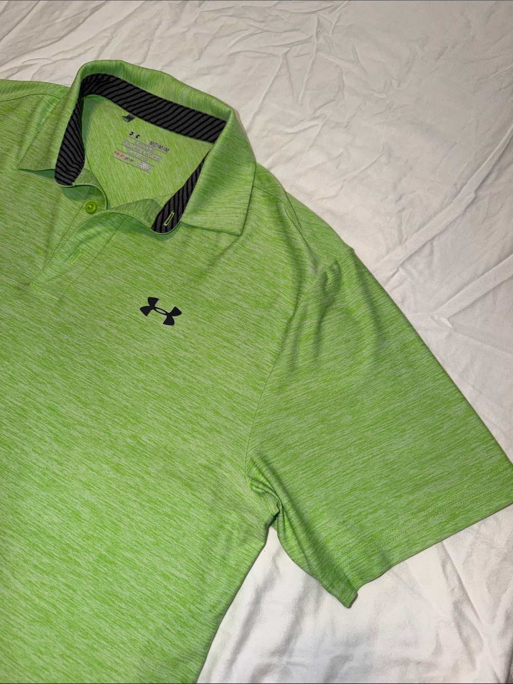 Under Armour Lime Green Heathered Polo with Black Logo (M)